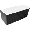 Mexen Silo freestanding corner left ribbed bathtub 150 x 75 cm, white/black, brushed nickel overflow - 52891507575L-97