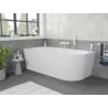 Mexen Silo freestanding corner left fluted bathtub 170 x 80 cm, white, white overflow - 52891708000L-20