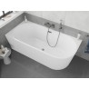 Mexen Silo baignoire îlot d'angle gauche rainurée 170 x 80 cm, blanche, trop-plein gun gray brossé - 52891708000L-66