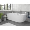 Mexen Silo baignoire autoportante d'angle gauche rainurée 170 x 80 cm, blanche, trop-plein brossé gris canon - 52891708000L-66