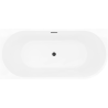 Mexen Silo freistehende Eckbadewanne links gerillt 170 x 80 cm, weiß, Überlauf schwarz - 52891708000L-70