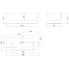 Mexen Silo freestanding corner left fluted bathtub 170 x 80 cm, white, black overflow - 52891708000L-70