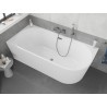 Mexen Silo wanna wolnostojąca narożna lewa ryflowana  170 x 80 cm, biała, przelew gun metal - 52891708000L-95