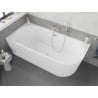 Mexen Silo baignoire autoportante d'angle gauche rainurée 170 x 80 cm, blanche, trop-plein nickel brossé - 52891708000L-97
