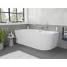Mexen Silo freestanding corner left grooved bathtub 170 x 80 cm, white, brushed nickel overflow - 52891708000L-97