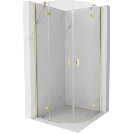 Mexen Mist Duschkabine halbrund schwenkbar 70 x 70 cm, transparent, gold gebürstet - 8A33-070-070-55-00