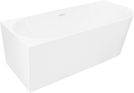 Mexen Silo freestanding corner left ribbed bath 150 x 75 cm, white, white overflow - 52891507500L-20
