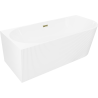 Mexen Silo freistehende Eckbadewanne links geriffelt 150 x 75 cm, weiß, Überlauf gold - 52891507500L-50
