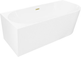 Mexen Silo freestanding corner left grooved bathtub 150 x 75 cm, white, brushed gold overflow - 52891507500L-55