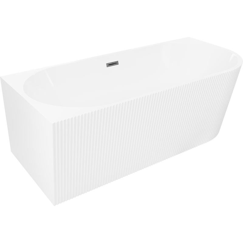 Mexen Silo freestanding corner bathtub left grooved 150 x 75 cm, white, gun gray brushed overflow - 52891507500L-66