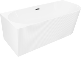 Mexen Silo freestanding corner bathtub left grooved 150 x 75 cm, white, gun gray brushed overflow - 52891507500L-66