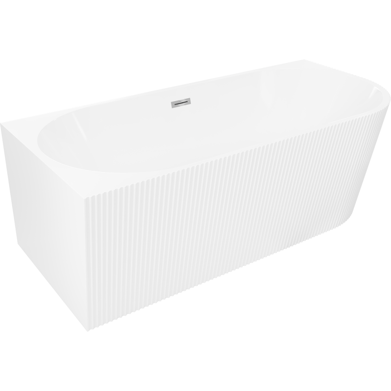 Mexen Silo freestanding corner left grooved bathtub 170 x 80 cm, white, chrome overflow - 52891708000L-01