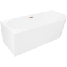 Mexen Silo freistehende Eckbadewanne links geriffelt 170 x 80 cm, weiß, Überlauf rosegold - 52891708000L-60