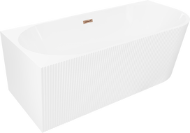 Mexen Silo prostoje vogalno levo kopalno kad z rebrasto površino 170 x 80 cm, bela, preliv rožnato zlato - 52891708000L-60