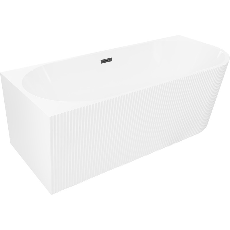 Mexen Silo samostojeća kutna lijeva reljefna kada 170 x 80 cm, bijela, crni preljev - 52891708000L-70