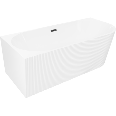 Mexen Silo freistehende Eckbadewanne links gerillt 170 x 80 cm, weiß, Überlauf schwarz - 52891708000L-70