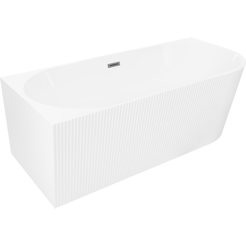 Mexen Silo freestanding corner left grooved bath 170 x 80 cm, white, gun metal overflow - 52891708000L-95
