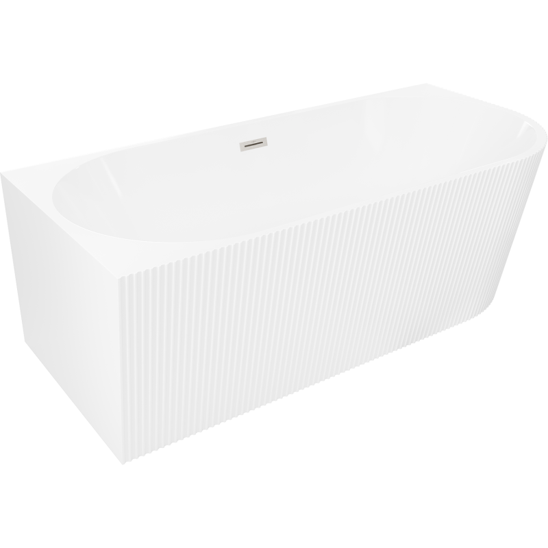 Mexen Silo freestanding corner left grooved bathtub 170 x 80 cm, white, brushed nickel overflow - 52891708000L-97