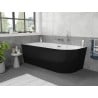 Mexen Silo freestanding corner left fluted bathtub 170 x 80 cm, white/black, chrome overflow - 52891708075L-01