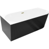 Mexen Silo free-standing corner left fluted bathtub 170 x 80 cm, white/black, gold overflow - 52891708075L-50