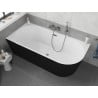 Mexen Silo vasca da bagno freestanding angolare sinistra rigata 170 x 80 cm, bianca/nera, troppo pieno grigio canna di fucile
