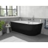 Mexen Silo freistehende Eckbadewanne links geriffelt 170 x 80 cm, weiß/schwarz, Überlauf gun gray gebürstet - 52891708075L-66