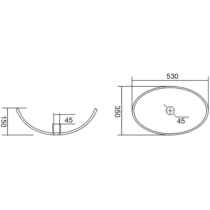 Mexen Zira γυάλινος επιτραπέζιος νιπτήρας 53 x 35 εκ., διαφανής - 24175300