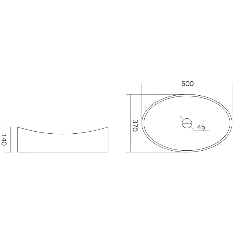 Mexen Kivo glazen opbouw waskom 50 x 37 cm, transparant - 24215000
