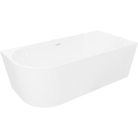Mexen Silo freestanding corner right grooved bathtub 150 x 75 cm, white, white overflow - 52891507500P-20
