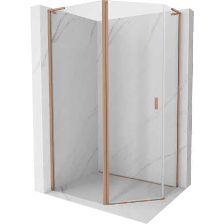 Mexen Mist L asymmetrische fünfeckige Duschkabine schwenkbar 90x80 cm, transparent, gebürstetes Kupfer - 8A8L-090-080-65-00