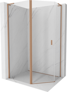 Mexen Mist L cabine de douche pentagonale asymétrique pivotante 90x80 cm, transparent, cuivre brossé - 8A8L-090-080-65-00