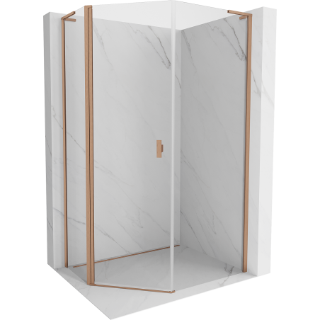 Mexen Mist L asymmetrical pentagonal shower enclosure, swing 90x100 cm, transparent, brushed copper - 8A8L-090-100-65-00