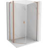 Mexen Mist L vijfhoekige asymmetrische scharnierende douchecabine 90x100 cm, transparant, geborsteld koper - 8A8L-090-100-65-00
