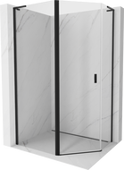 Mexen Mist L cabina doccia pentagonale asimmetrica a battente 100 x 80 cm, trasparente, nera - 8A8L-100-080-70-00