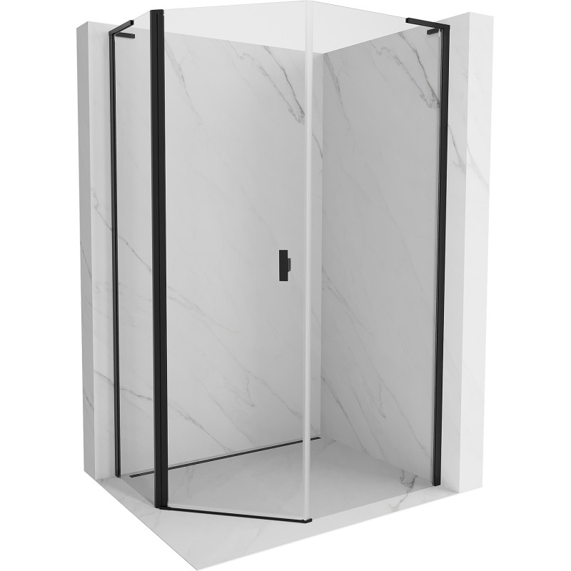 Mexen Mist L asymmetrische Fünfeck-Duschkabine, schwenkbar, 80 x 90 cm, transparent, schwarz - 8A8L-080-090-70-00