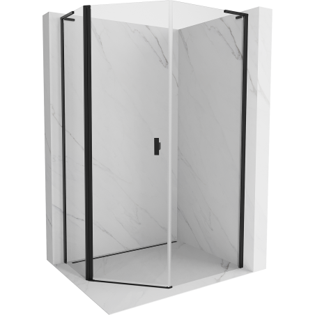 Mexen Mist L pentagonal asymmetrical pivot shower enclosure 80 x 90 cm, transparent, black - 8A8L-080-090-70-00