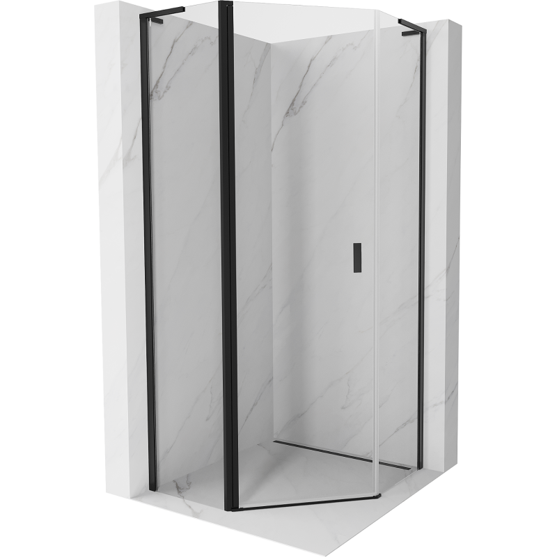Mexen Mist L Fünfeck-Duschkabine schwenkbar 90 x 90 cm, transparent, schwarz - 8A8L-090-090-70-00