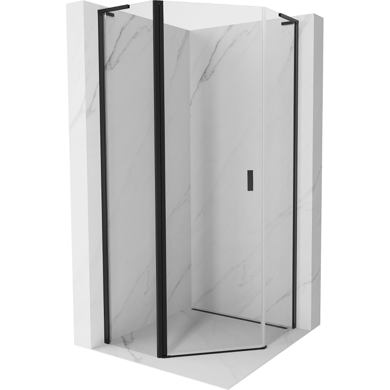 Mexen Mist L pentagonal shower enclosure hinged 90 x 90 cm, transparent, black - 8A8L-090-090-70-00