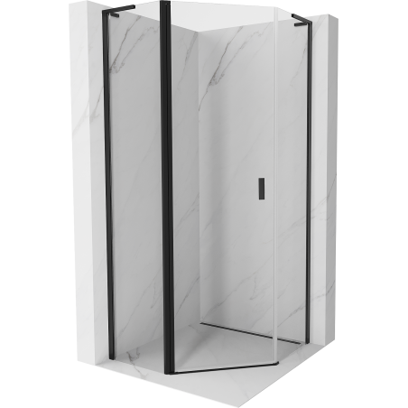 Mexen Mist L cabine de douche pentagonale pivotante 90 x 90 cm, transparente, noire - 8A8L-090-090-70-00