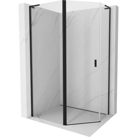 Mexen Mist L cabine de douche pentagonale asymétrique pivotante 100 x 90 cm, transparent, noir - 8A8L-100-090-70-00