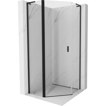 Mexen Mist L cabine de douche pentagonale pivotante 100 x 100 cm, transparent, noir - 8A8L-100-100-70-00
