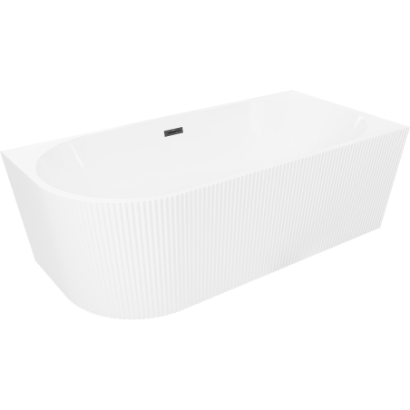 Mexen Silo freestanding corner right rifled bathtub 150 x 75 cm, white, black overflow - 52891507500P-70