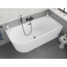 Mexen Silo freistehende Eckbadewanne rechts gerillt 150 x 75 cm, weiß, Überlauf schwarz - 52891507500P-70