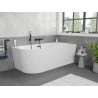 Mexen Silo freistehende Eckbadewanne rechts gerillt 150 x 75 cm, weiß, Überlauf schwarz - 52891507500P-70