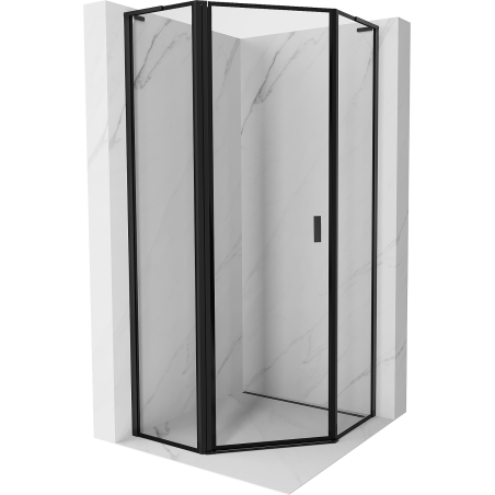 Mexen Mist L fünfeckige Duschkabine, links öffnend, 80 x 80 cm, schwarzer Rahmen, schwarz - 8A8L-080-080-70-70-L