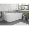 Mexen Silo freistehende Eckbadewanne rechts geriffelt 150 x 75 cm, weiß, Überlauf gebürsteter Nickel - 52891507500P-97