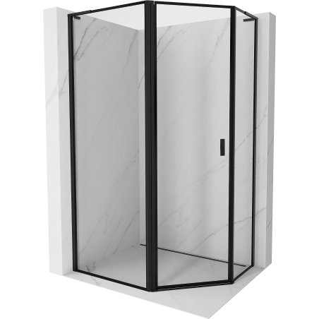 Mexen Mist L asymmetrical pentagonal shower enclosure, hinged left 100 x 80 cm, black frame, black - 8A8L-100-080-70-70-L