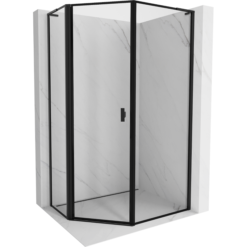 Mexen Mist L Fünfeck-Duschkabine asymmetrisch schwenkbar links 80 x 90 cm, schwarzer Rahmen, schwarz - 8A8L-080-090-70-70-L