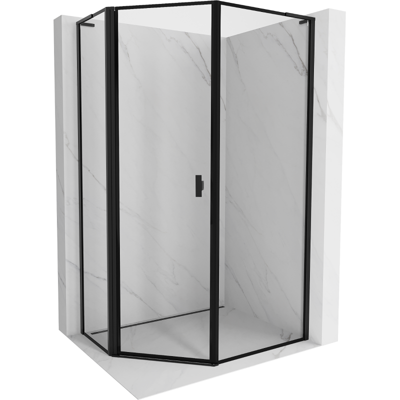 Mexen Mist L pentagonal asymmetric hinged left shower cabin 80 x 90 cm, black frame, black - 8A8L-080-090-70-70-L