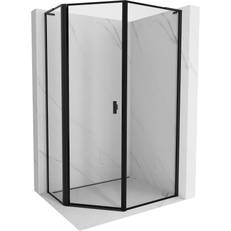 Mexen Mist L asymmetrical pentagonal shower cabin hinged left 80 x 90 cm, black frame, black - 8A8L-080-090-70-70-L